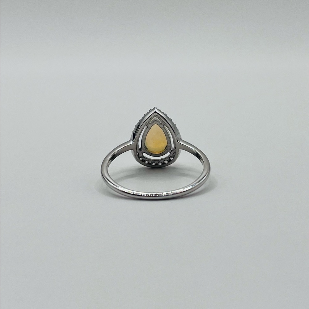 Pear Cut Natural White Opal and White Topaz Ring - Picture 8 of 8